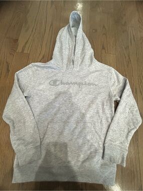 Champion Boys Light Grey Hoodie Size L (12) NWT Casual School Sweatshirt
